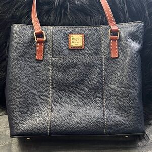 Dooney & Bourke Navy and Brown Leather Tote